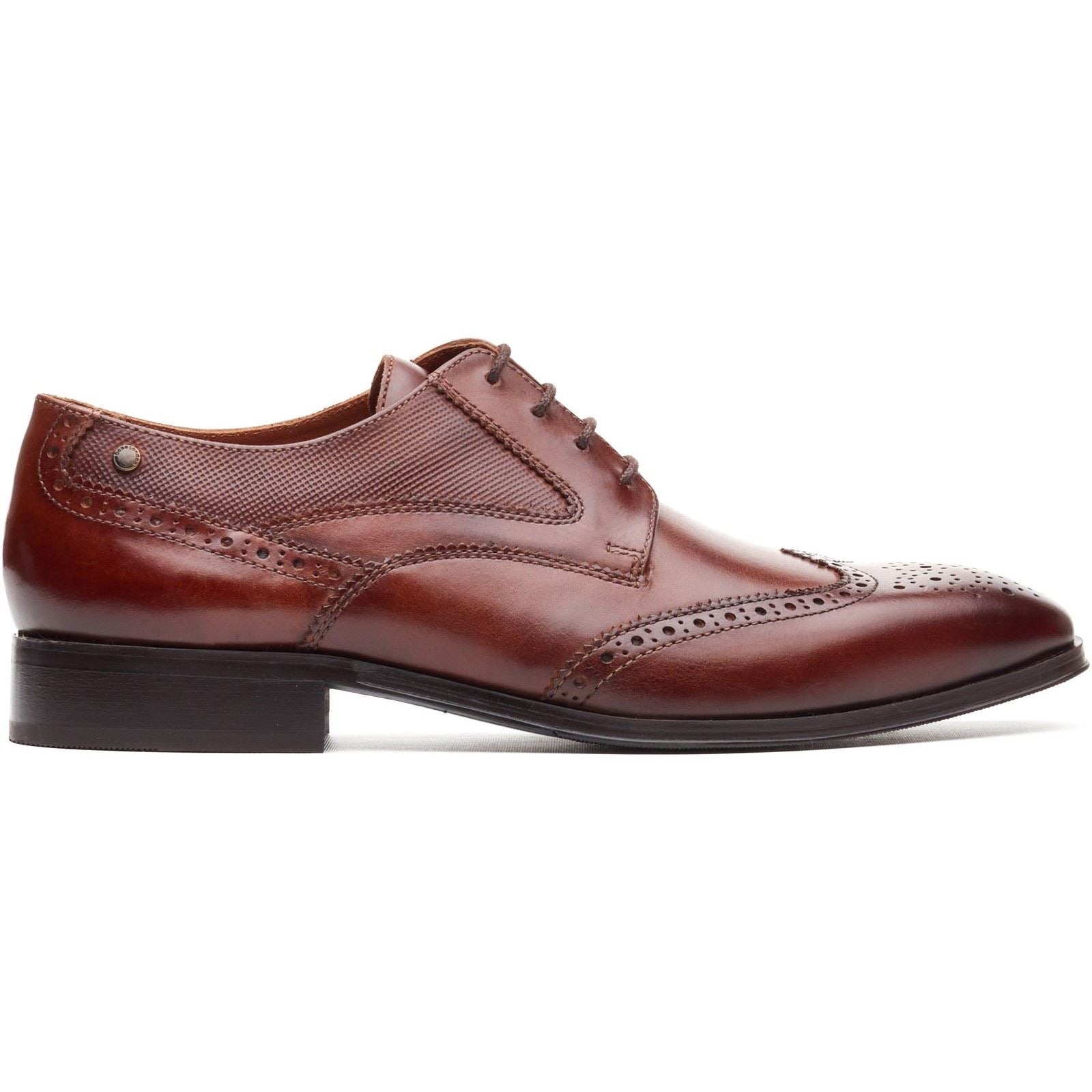Base London Steeple Brogue Leather Men's Burnt Tan Brogues Shoes