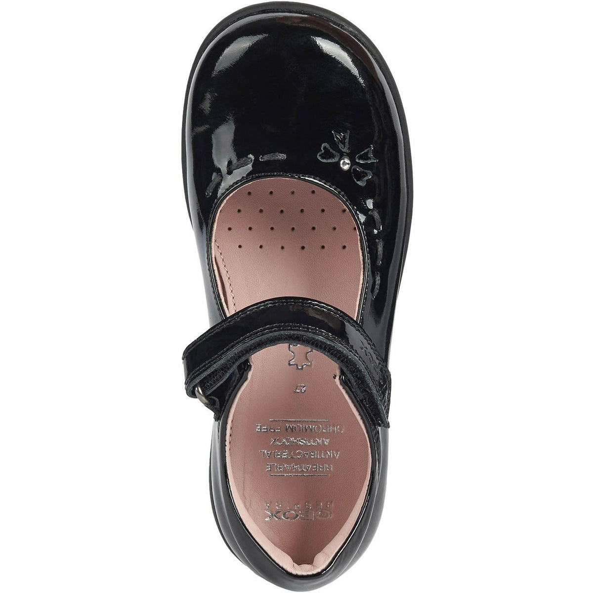 Geox J Naimara G.A Leather Black Patent Shoes