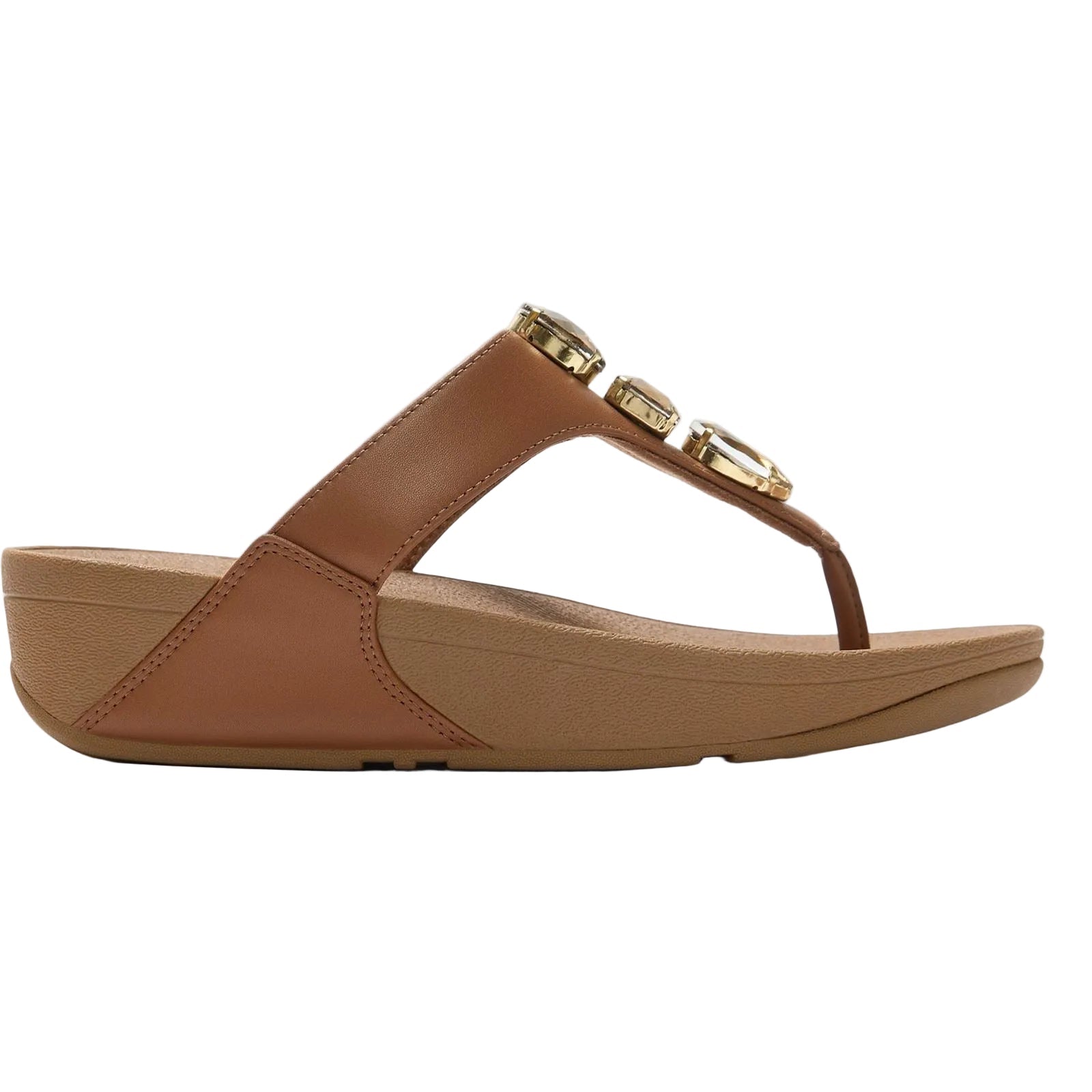 Fitflop Lulu Ultra-Jewel Toe-Post Polyurethane Women's Deep Tan Sandals