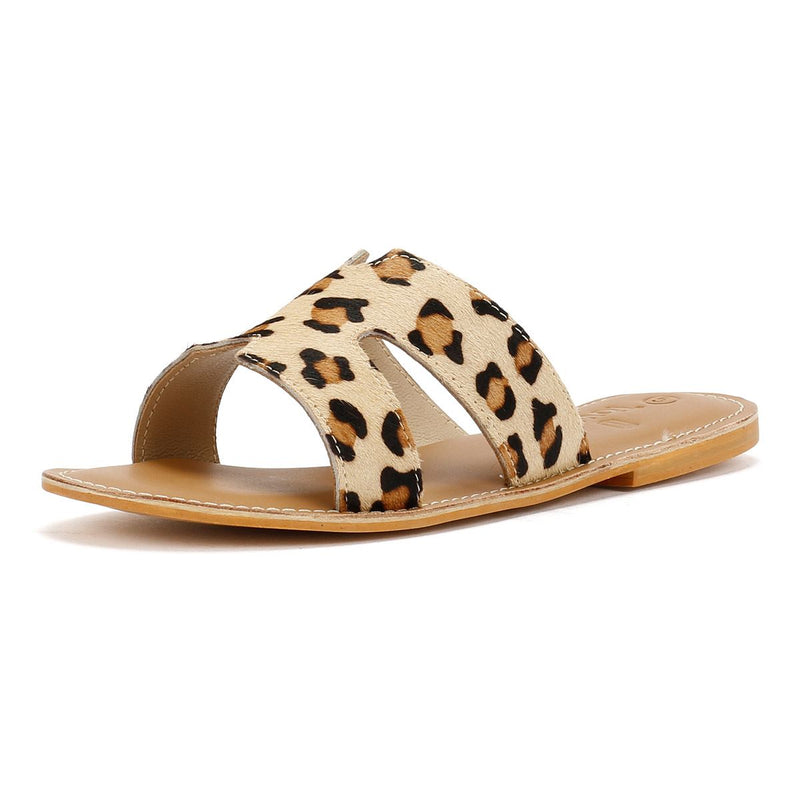 Tower London Cut Out Leather Women's Leopard Print Mules