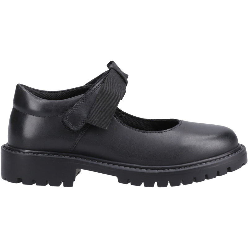 Hush Puppies Astrid Bow Leather Youth Girl's Black Shoes