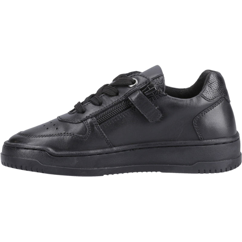 Hush Puppies Dougie Leather Junior Black Trainers