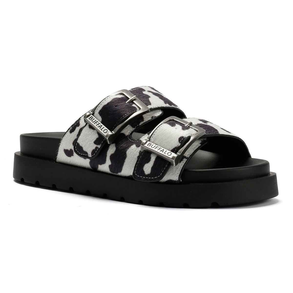 Buffalo Raya Ari Women's Black/White Cow Sandals
