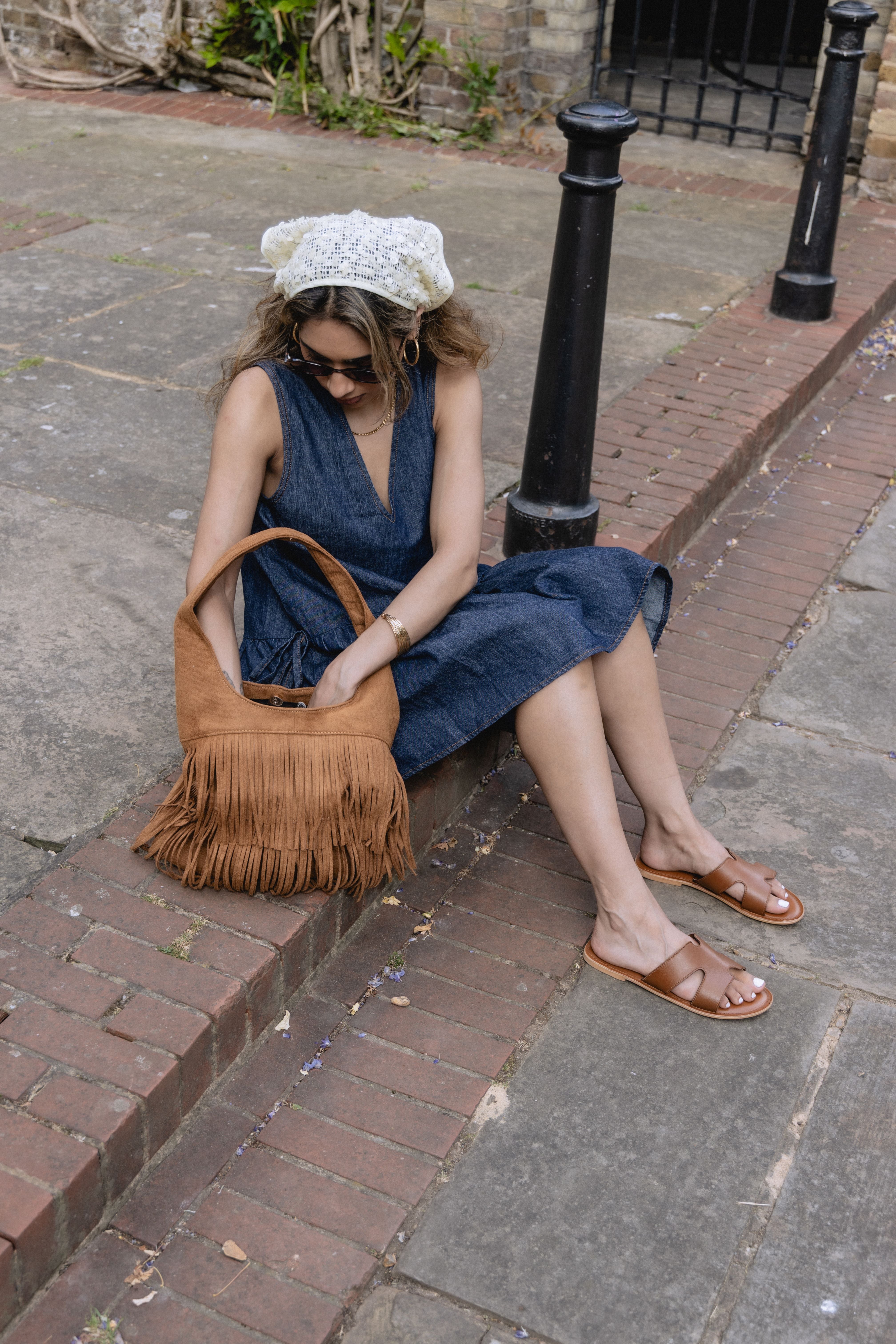 Tower London Cut Out Leather Women's Tan Mules