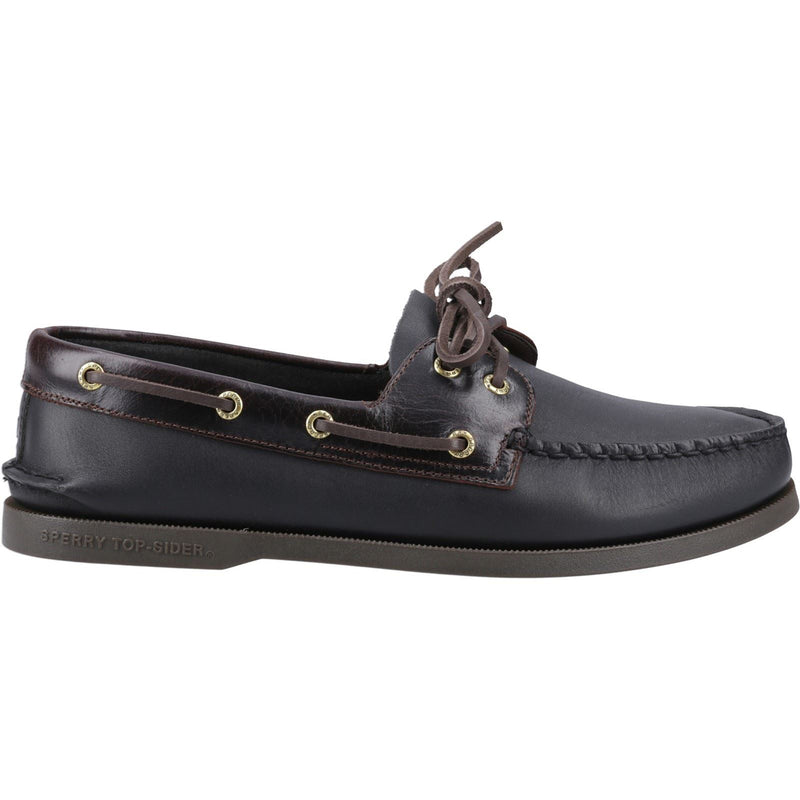 Sperry Authentic 2 Eye Leather Men's Amaretto/Black Boat Shoes