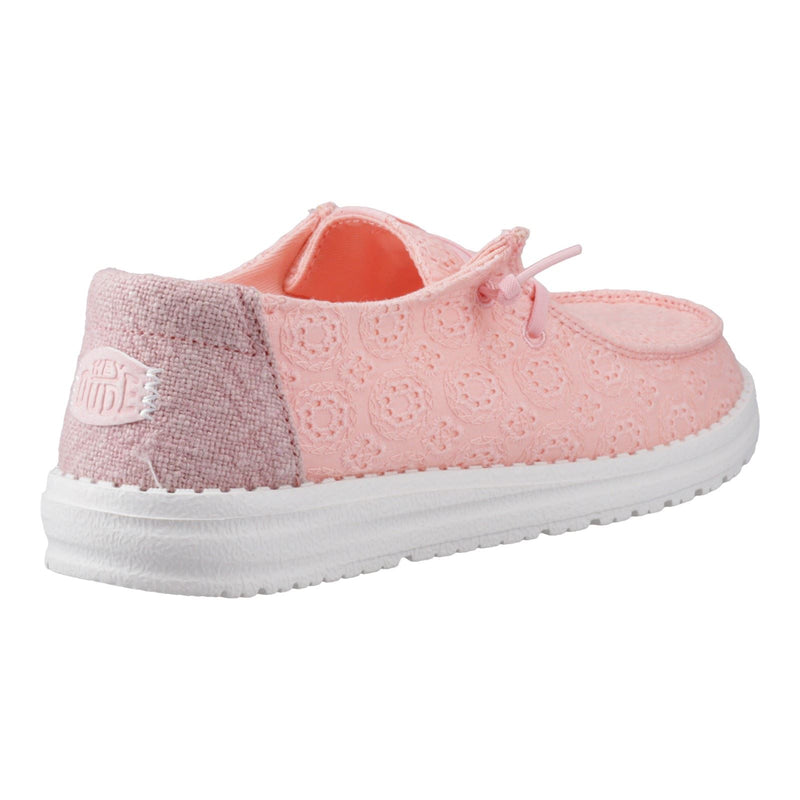 HEYDUDE Wendy Eyelet Lace Cotton Blend Women's Pale Pink Moccasins Shoes