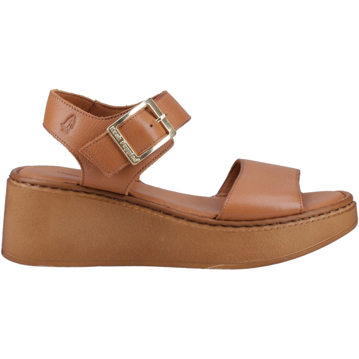 Hush Puppies Beatrix Wedge Leather Women's Tan Sandals