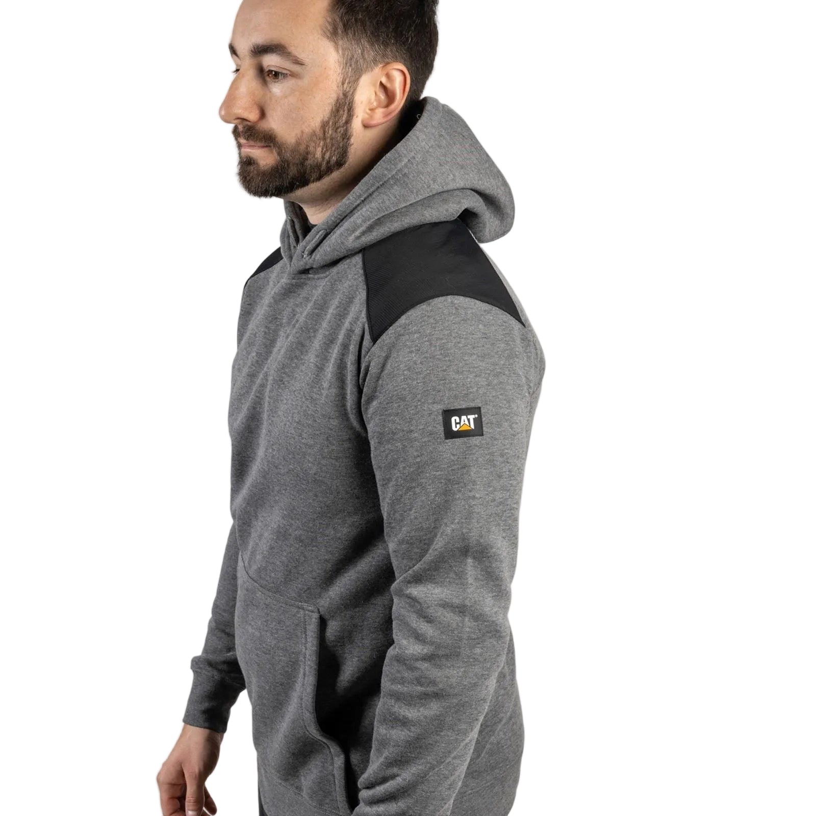 Caterpillar Essentials Synthetic Men's Grey Hooded Sweatshirt