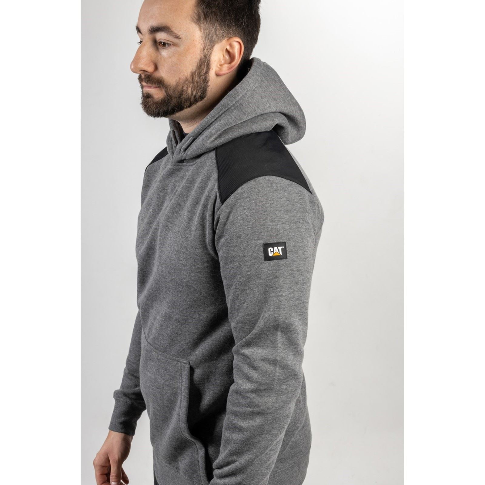 Caterpillar Essentials Synthetic Men's Grey Hooded Sweatshirt