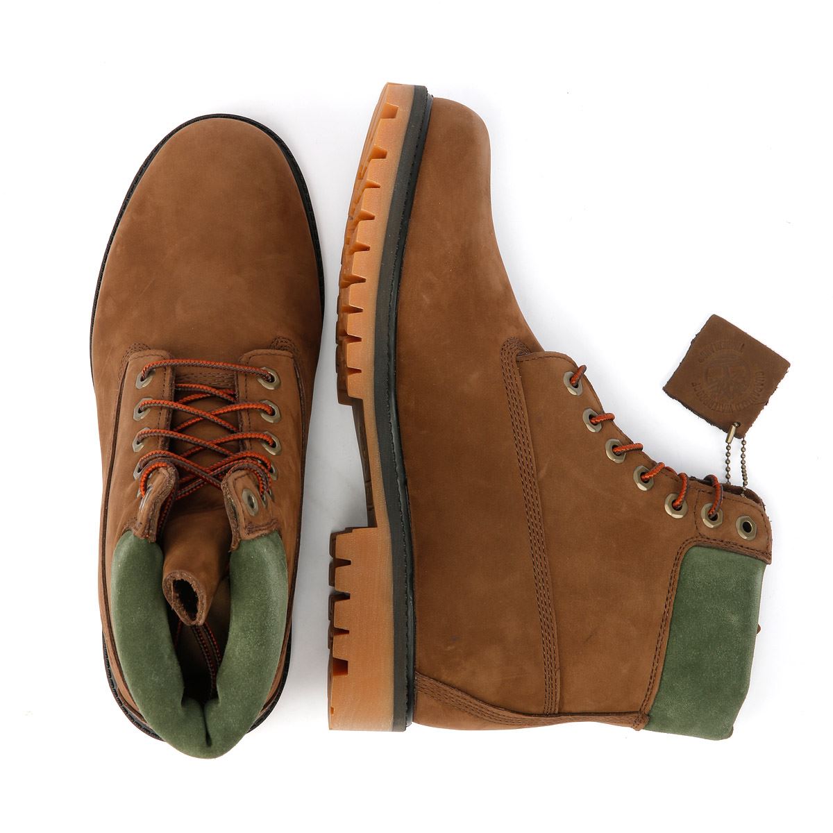 Timberland Premium 6 Inch Nubuck Men's Choc / Green Boots