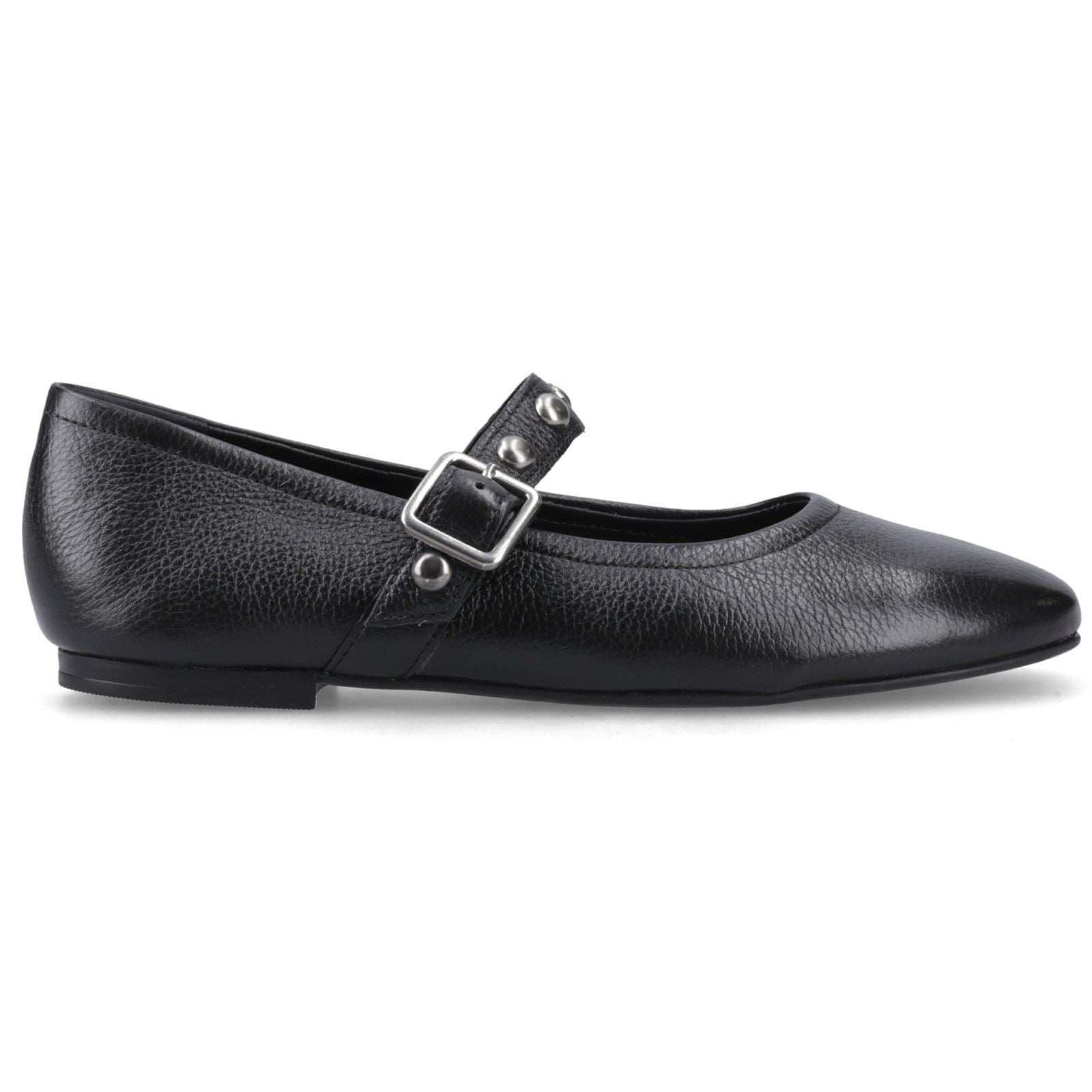 Hush Puppies Charlene Stud Ballerina Leather Women's Black Flats