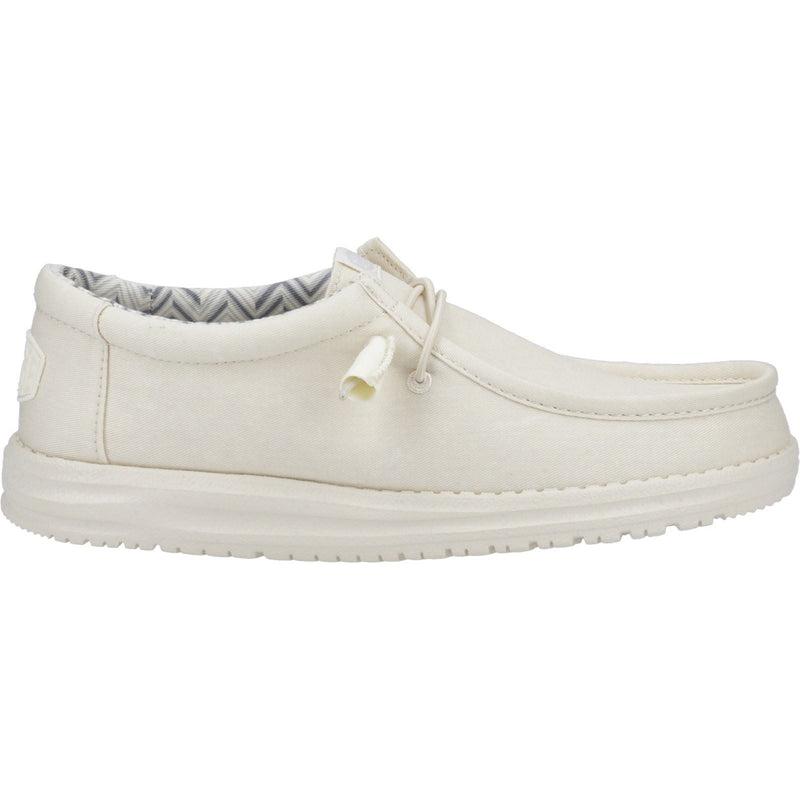 HEYDUDE Wally Canvas 100% Cotton Men's Stone White Boat Shoes