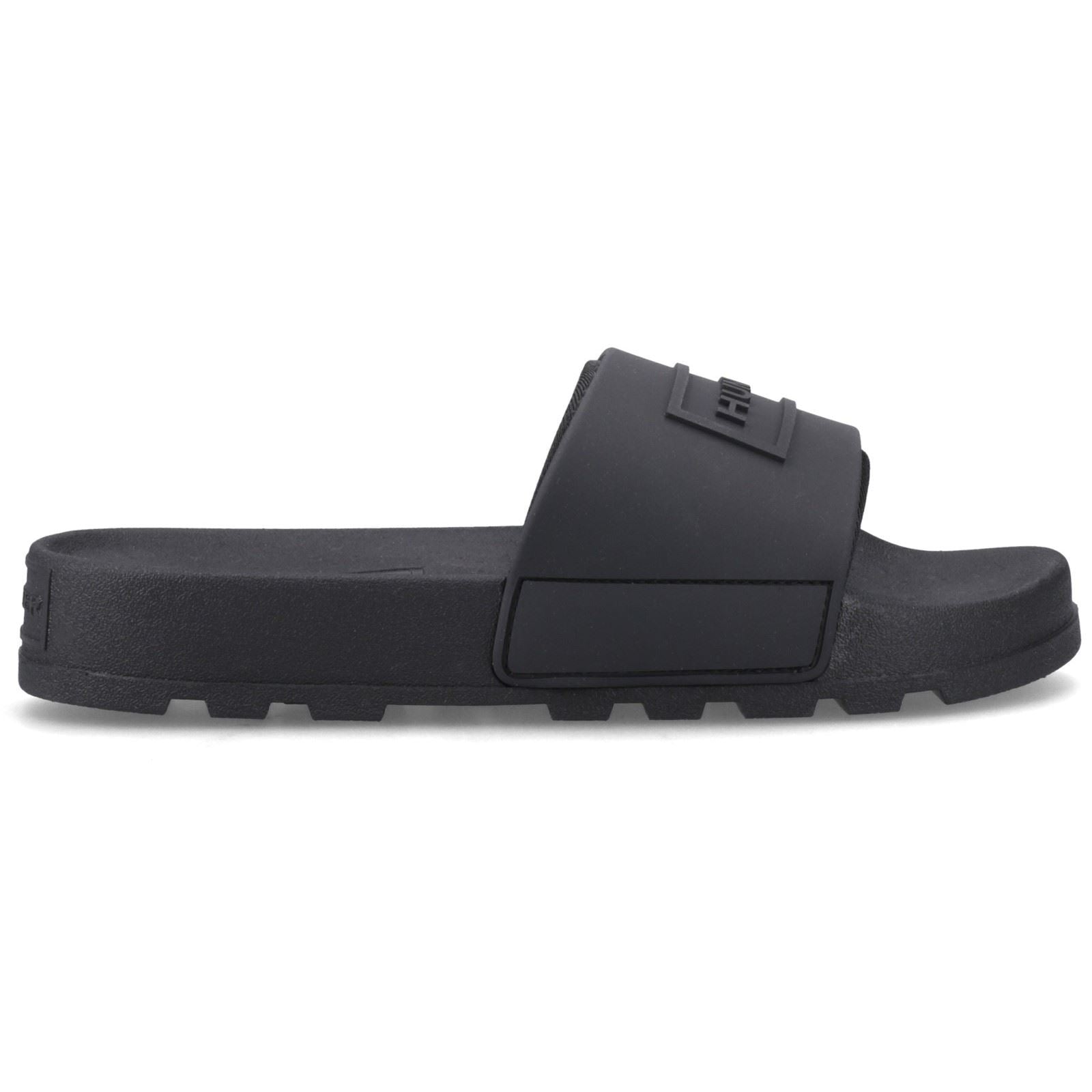 Hunter Core Embossed Slider Synthetic Women's Black Slides