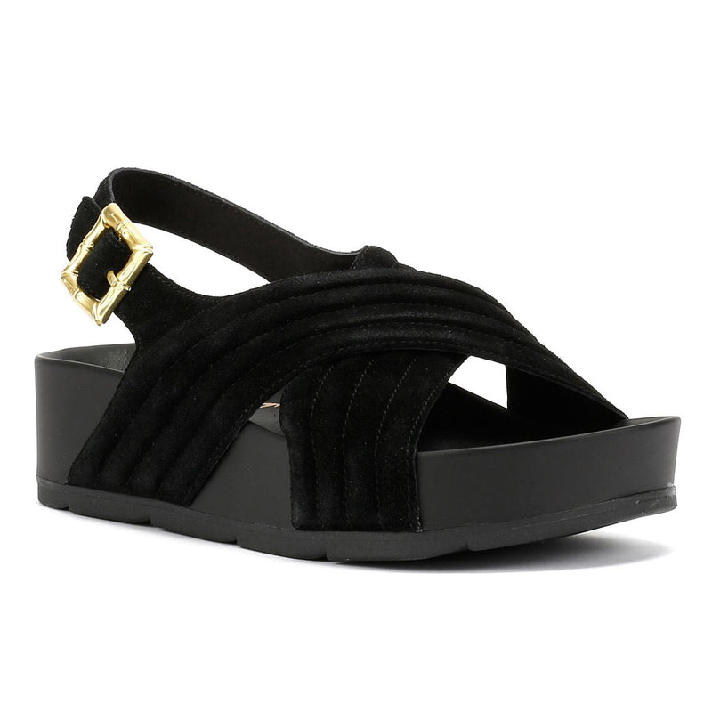 Desert Fleur Sparks Suede Women's Black Sandals