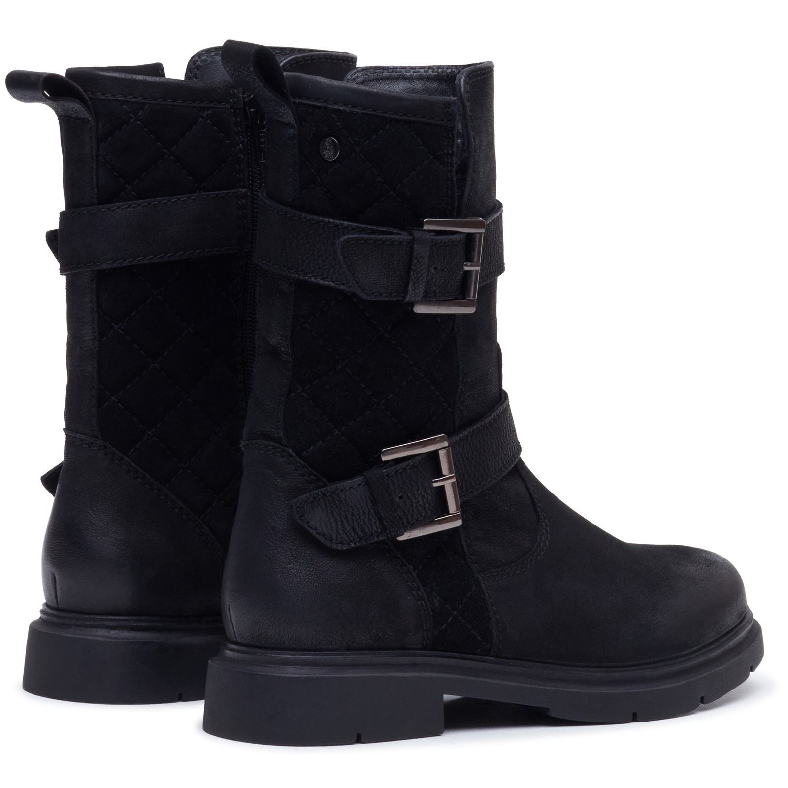 Hush Puppies Celine Buckle Leather Women's BLACK Boots