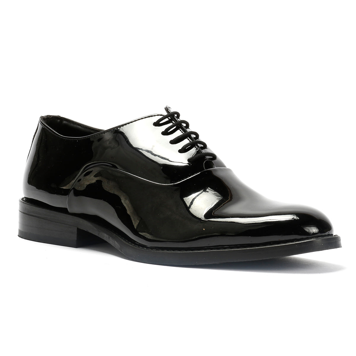 Antique Rogue Thorne Patent PU Leather Men's Black Lace-Up Shoes