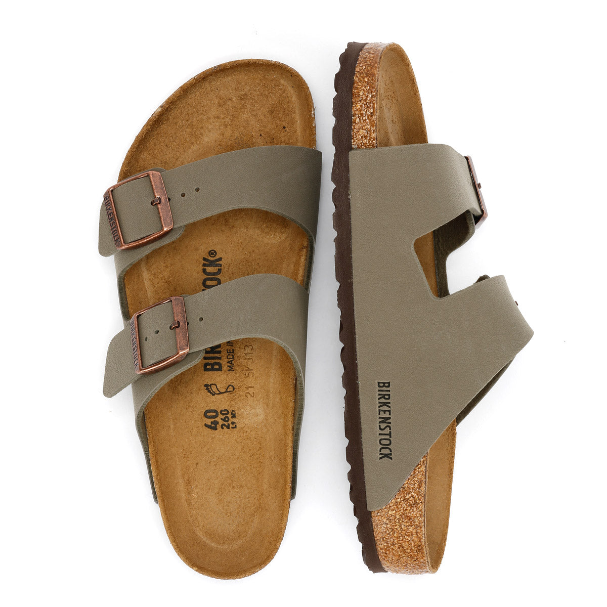 Birkenstock Arizona Birko Flor Nubuck Stone Sandals