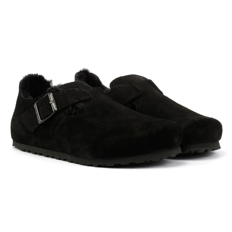 Birkenstock London Shearling Suede Black Shoes