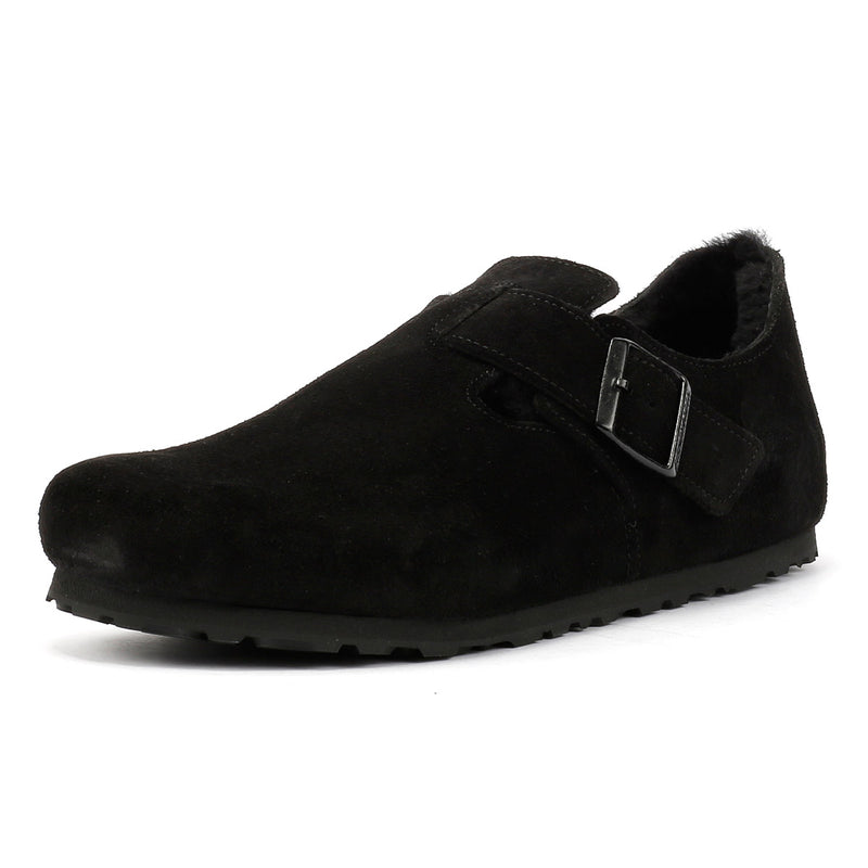 Birkenstock London Shearling Suede Black Shoes