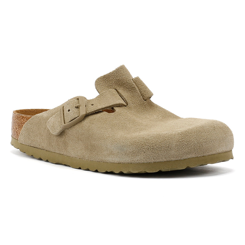 Birkenstock Boston Khaki Suede Faded Grey Clogs