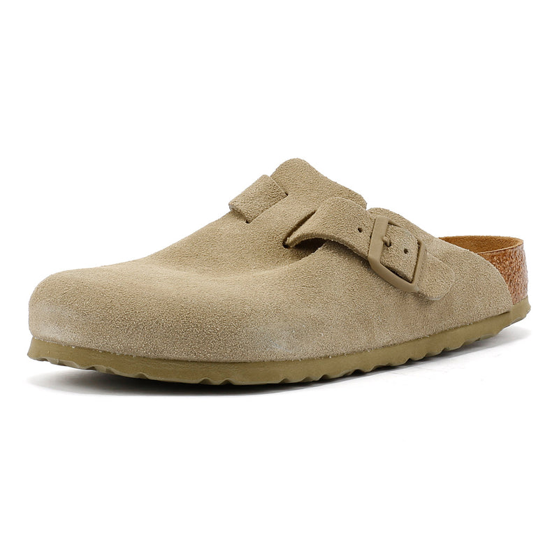 Birkenstock Boston Khaki Suede Faded Grey Clogs