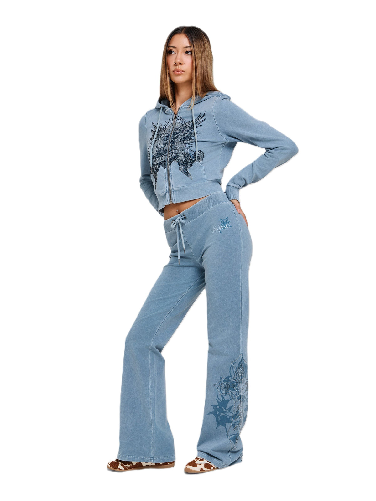 Ed Hardy Cross and Thorn Flared Women's Blue Joggers