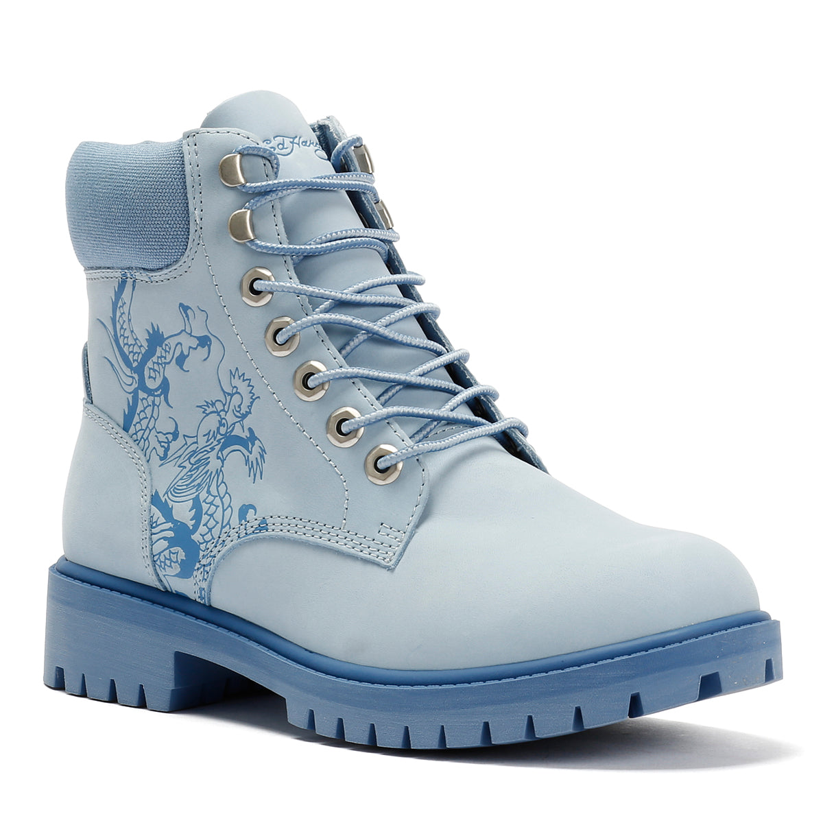 Ed Hardy Dancing Dragon Nubuck Women's Blue Boots