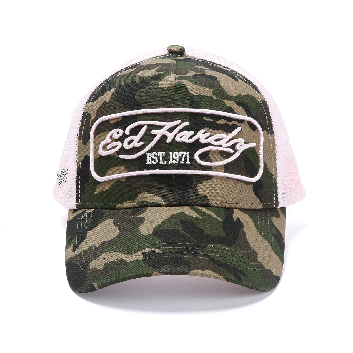 Ed Hardy 1971 Camo 5 Panel Trucker Green Caps