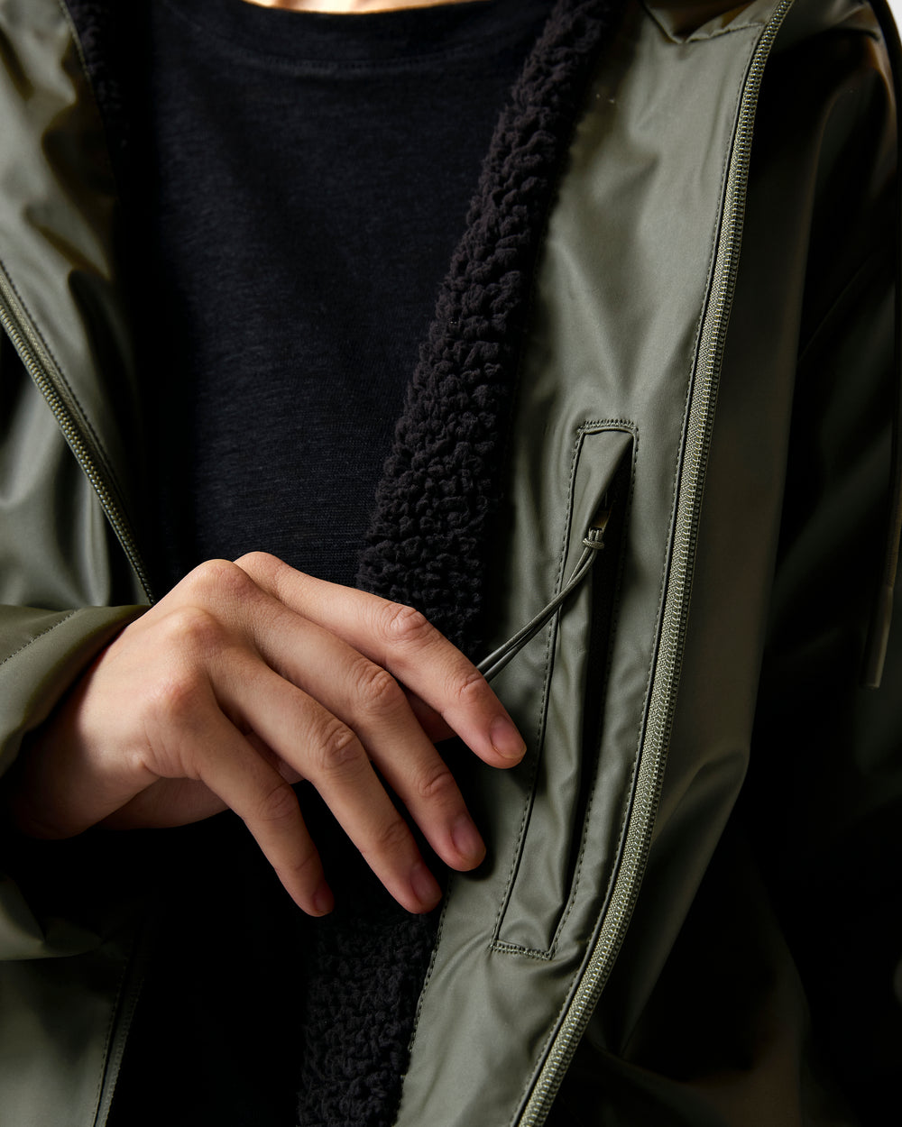 Hunter Short Cocoon Cloak Unisex Green Rain Jacket