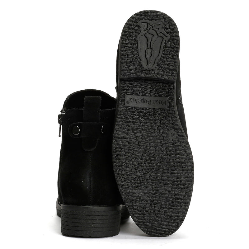 Hush Puppies Maddy Wide Suede Women's Black Boots