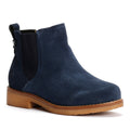 Hush Puppies Maddy Wide Suede Women's Navy Flat Chelsea Boots