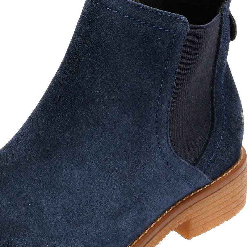 Hush Puppies Maddy Wide Suede Women's Navy Flat Chelsea Boots