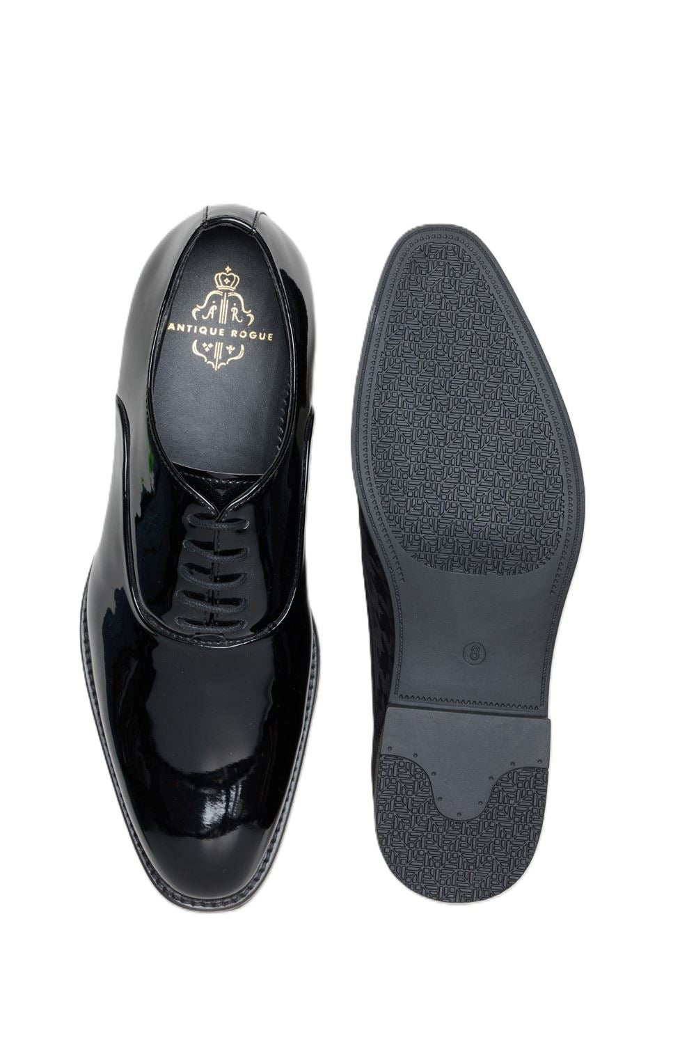 Antique Rogue Thorne Patent PU Leather Men's Black Lace-Up Shoes