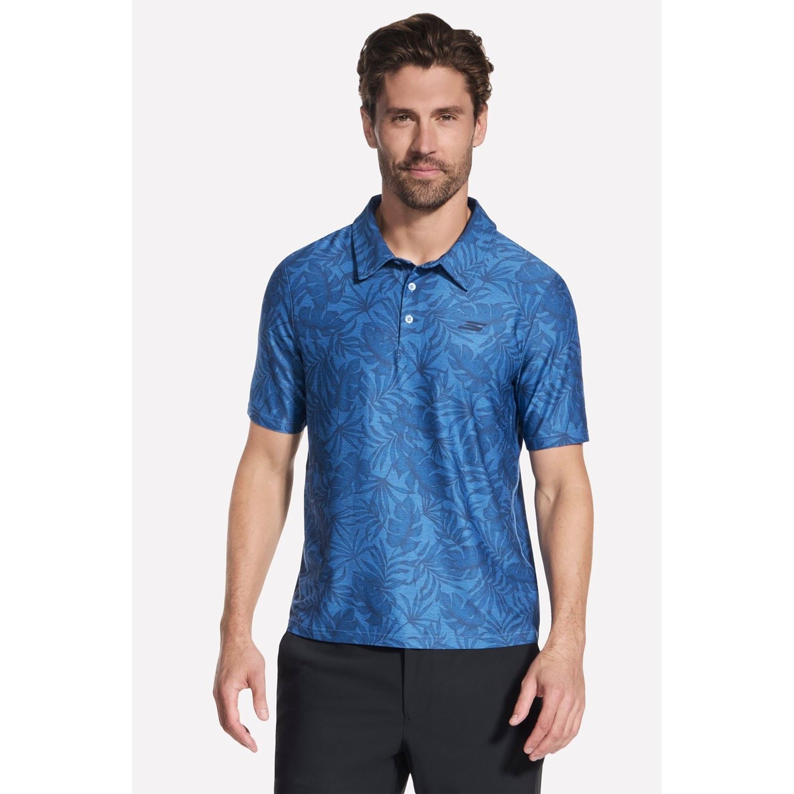 Skechers GO DRI All Day Printed Polyester Men's White Polo Shirt