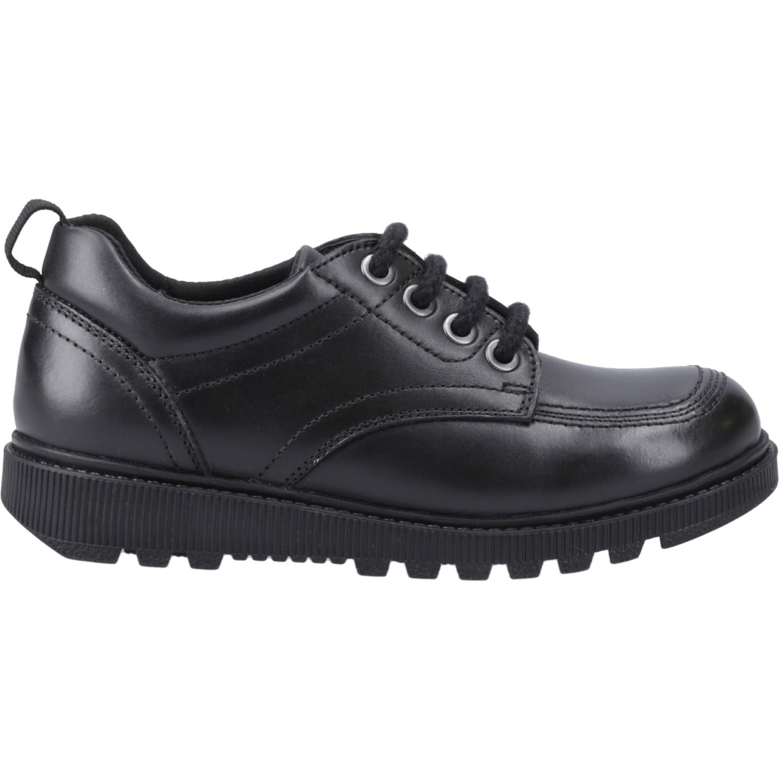 Hush Puppies Keeley Leather Youth Girl's Black Lace-Up Shoes