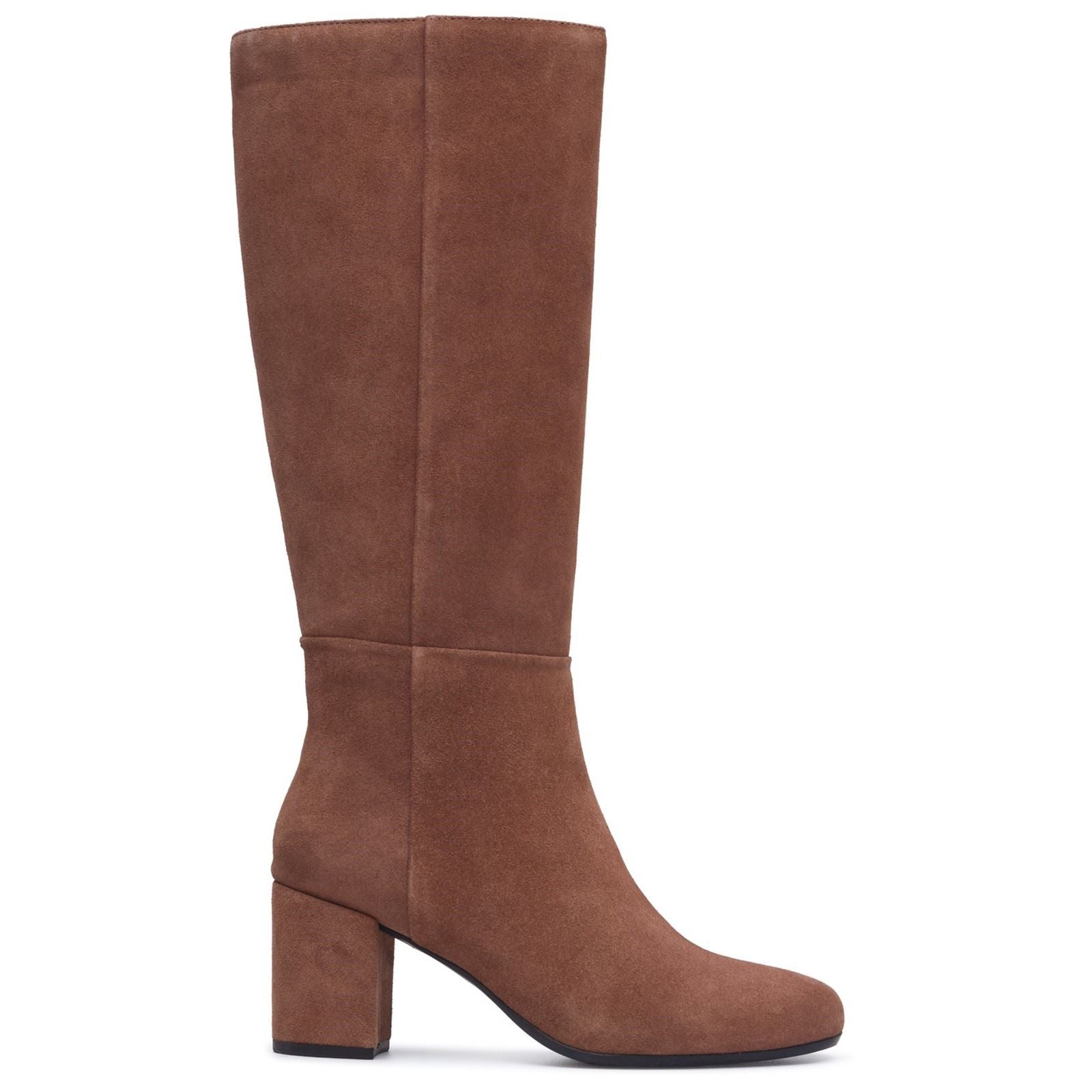 Hush Puppies Oprah Suede Long Leather Women's Mocha Heeled Knee High Boots