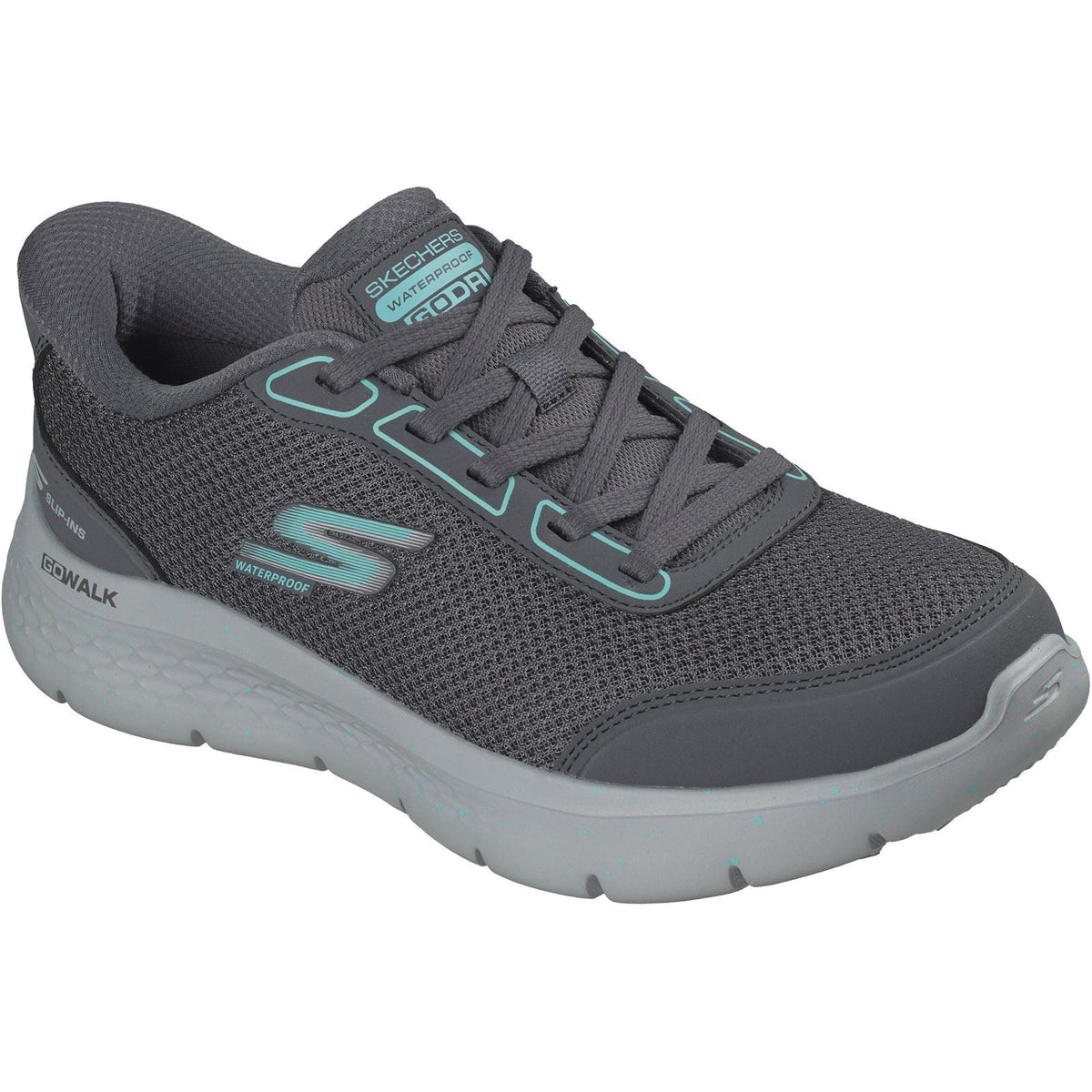 Skechers Go Walk Flex Mabel Textile Women's Charcoal/Turquoise Trainers