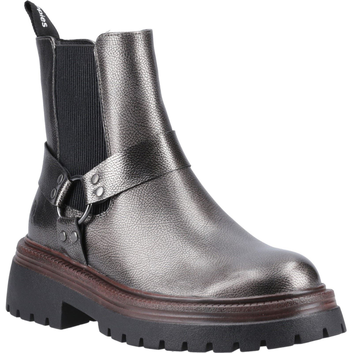 Hush Puppies Raye Leather Women's Pewter Flat Chelsea Boots