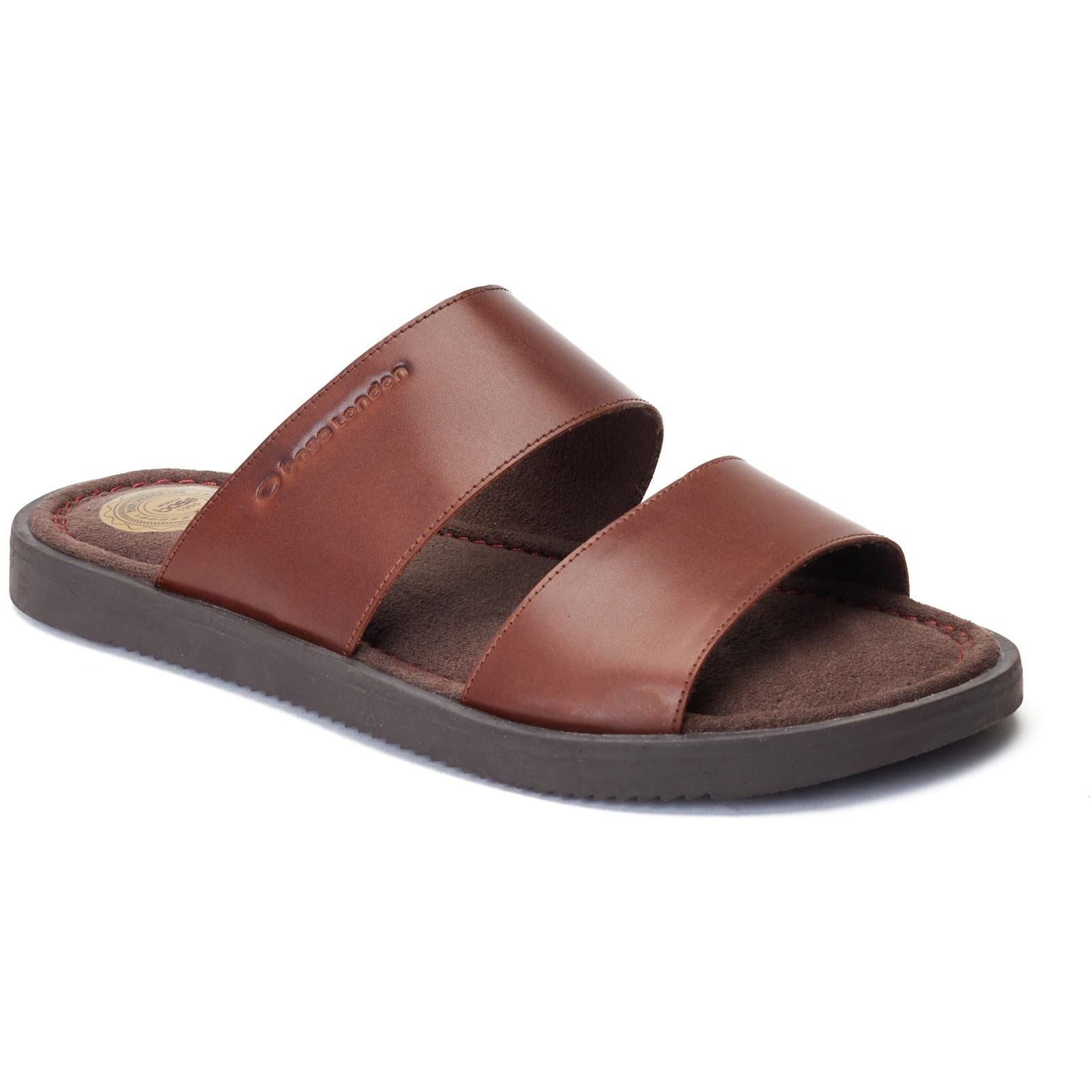 Base London Maven Leather Men's Burnt Brown Sandals