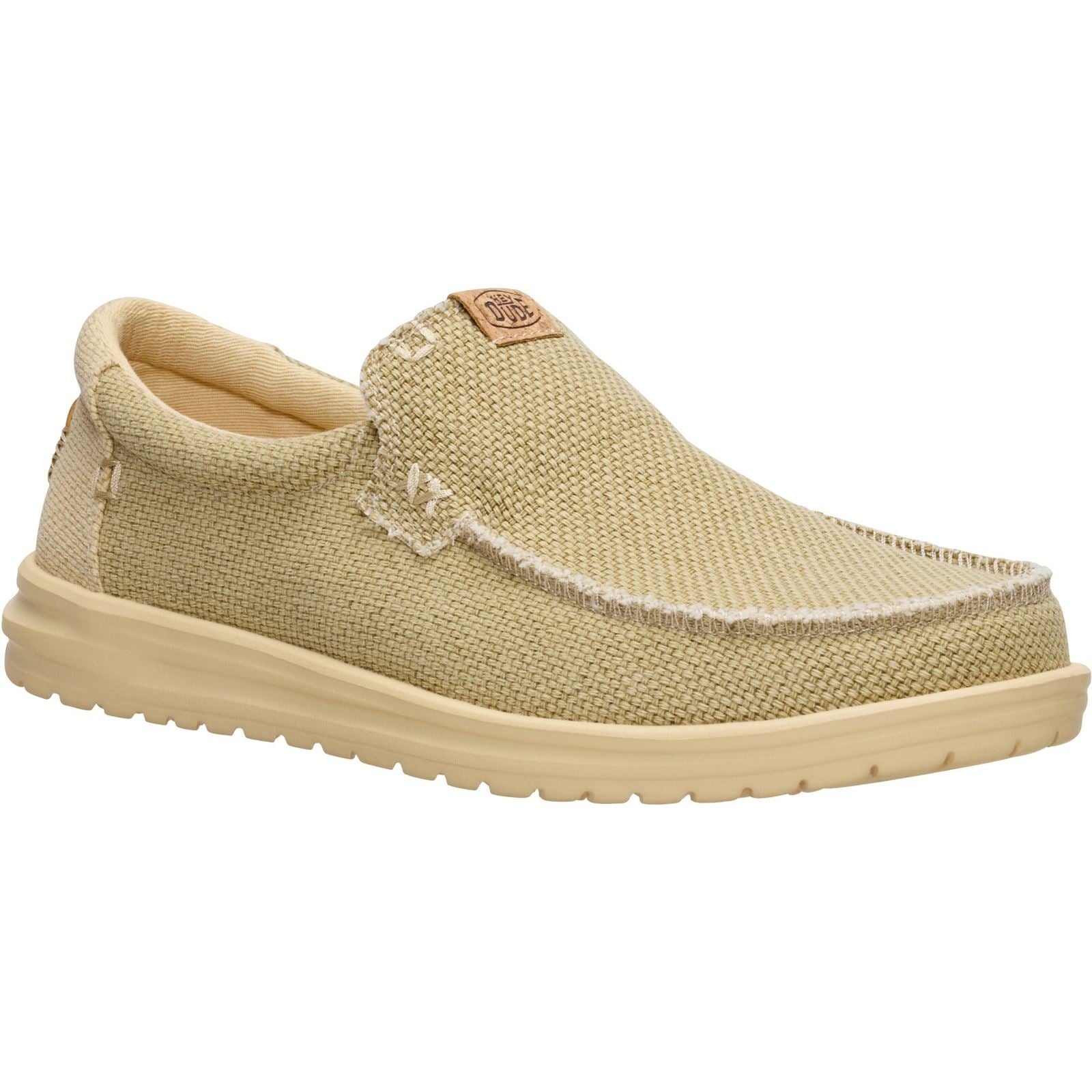 HEYDUDE Mikka Braided Textile Men's Olive Grey/Boulder Tan Loafers