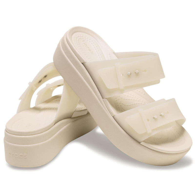 Crocs Brooklyn Buckle Low Wedge Women's Sandstone Sandals