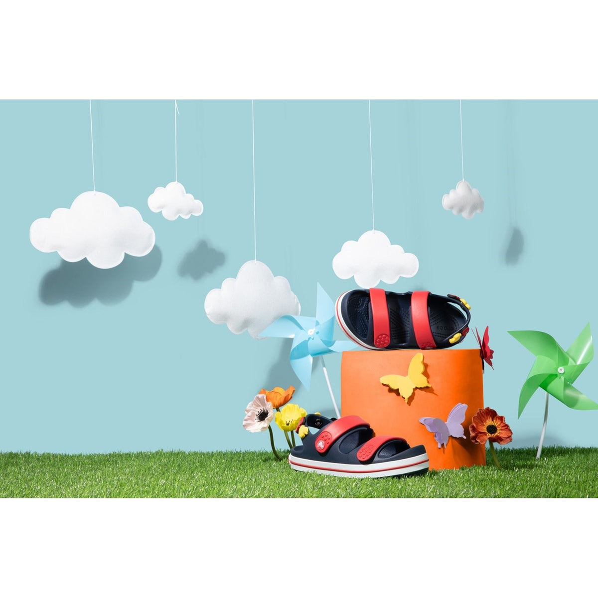Crocs Kids Crocband Play Synthetic Navy/Varsity Red Sandals