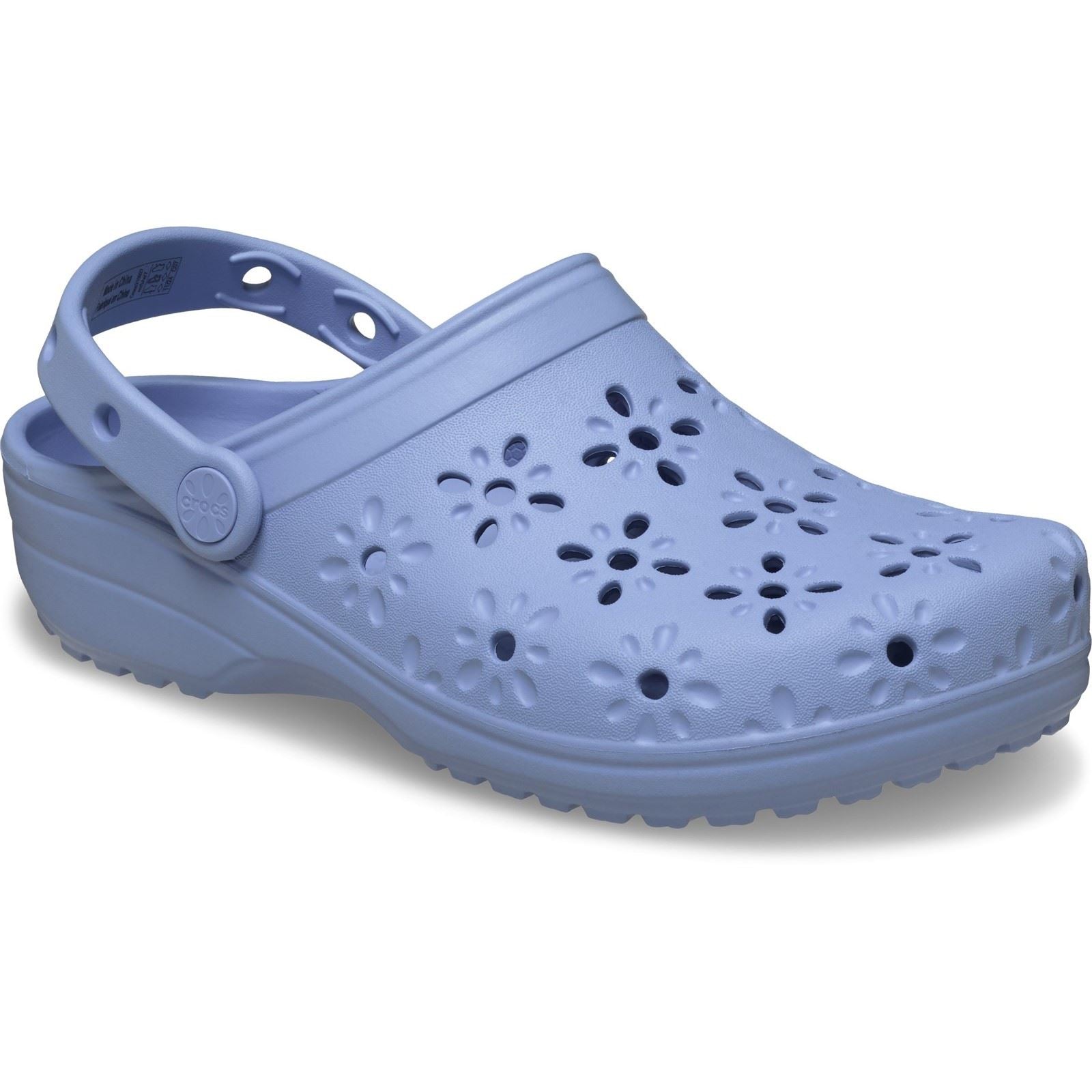 Crocs Classic Floral Cut Out Thermoplastic Women's Blue Haze Clogs