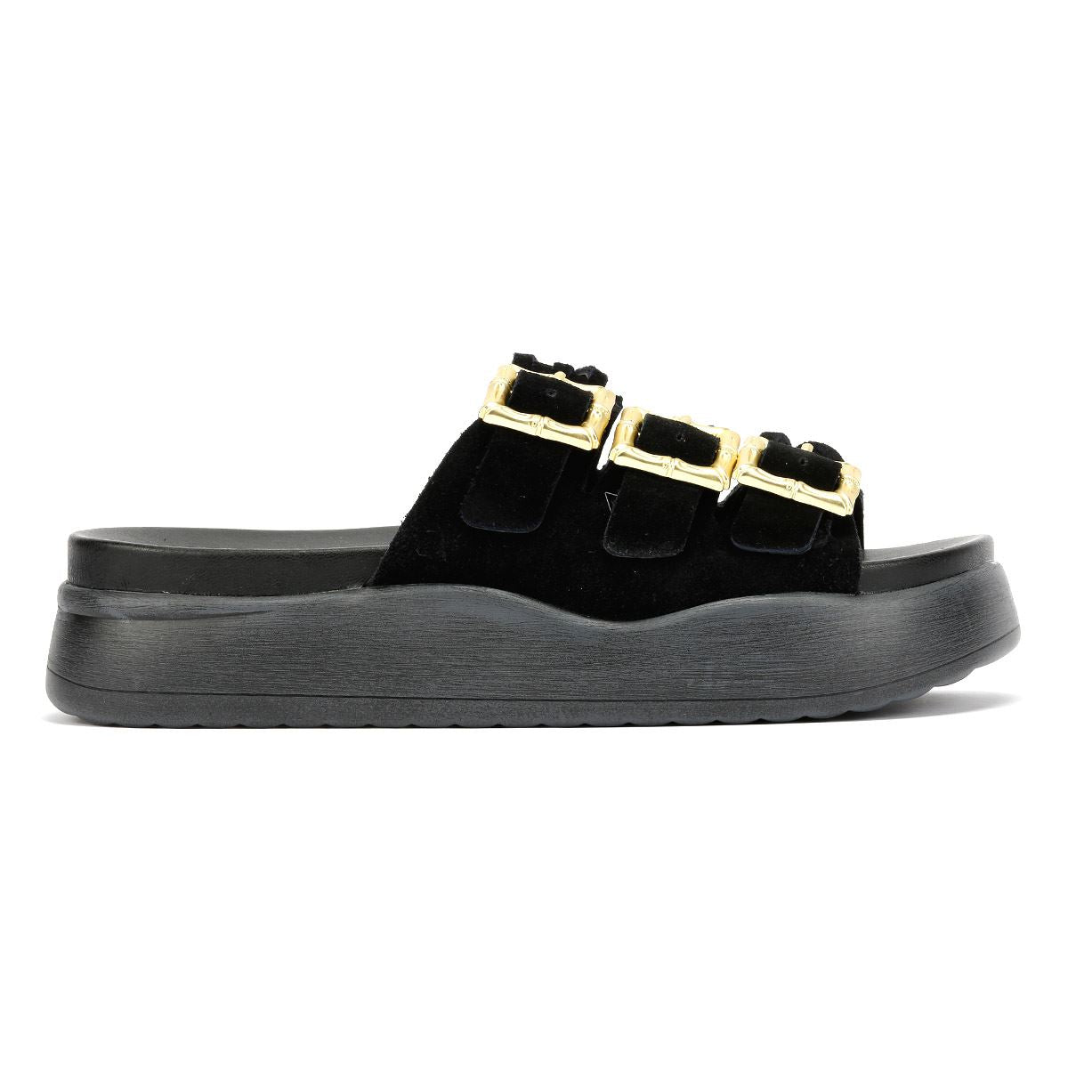 Desert Fleur Gypsum Tennesee Suede Women's Black Sandals