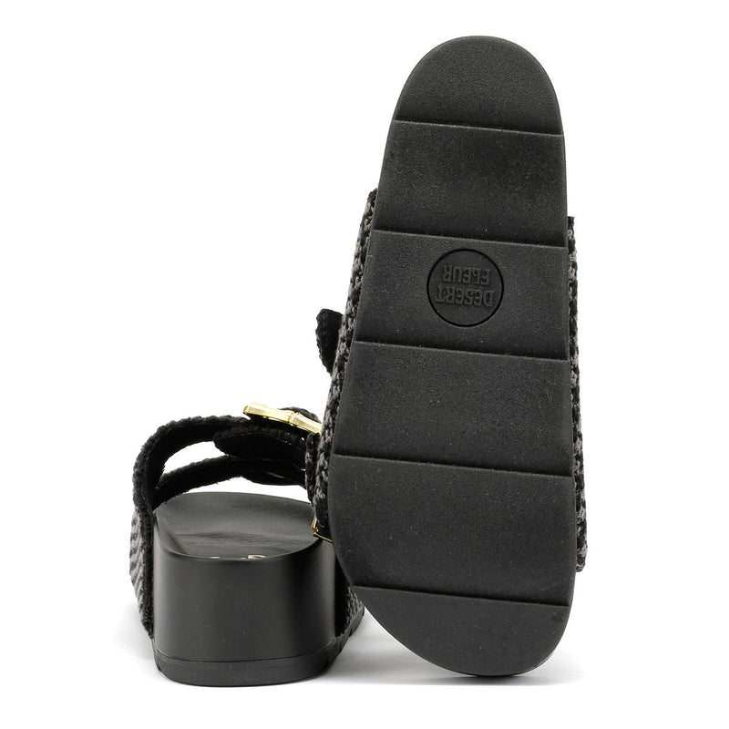 Desert Fleur Super Crochet Women's Black Sandals