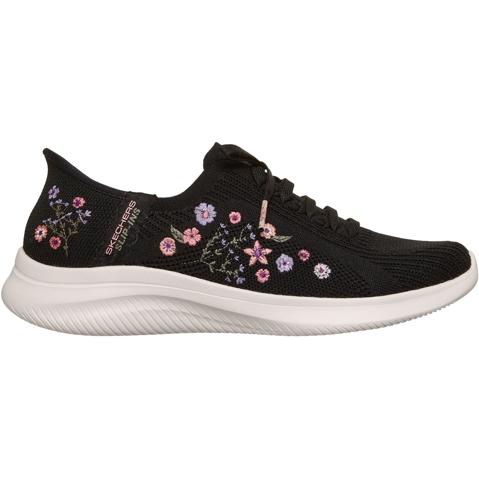 Skechers Ultra Flex 4.0 Sweet Petals Textile Women's Black Knit/Multi Trim Trainers