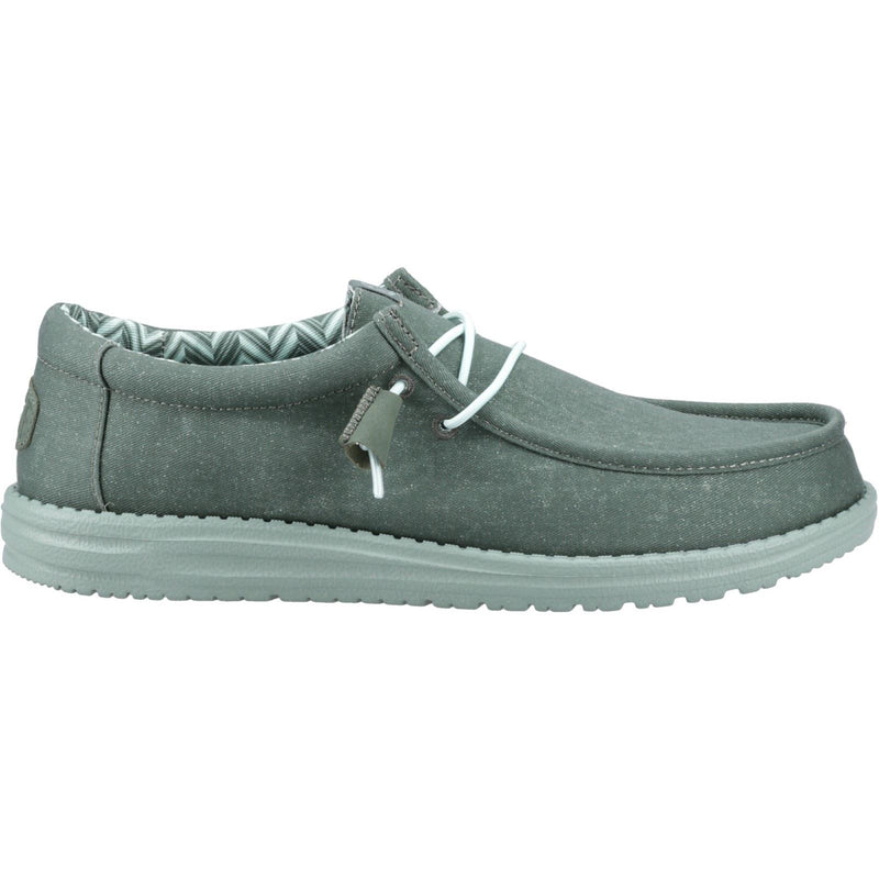 HEYDUDE Wally Canvas 100% Cotton Men's Duck Green/Iceberg Green Moccasins Shoes