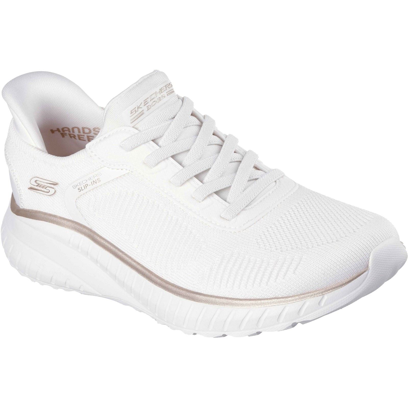 Skechers BOBS Sport Squad Chaos Textile Women's White/Gold Standard Trainers