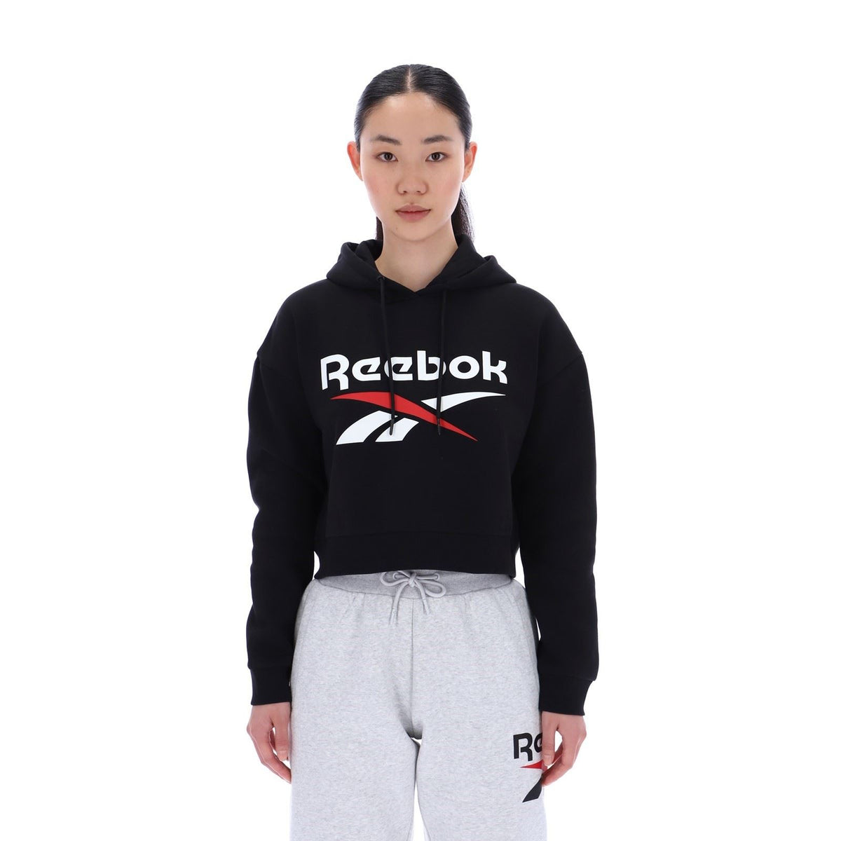 Reebok Avery Oversized Cropped Hoody Cotton Women's Black Hooded Sweatshirt