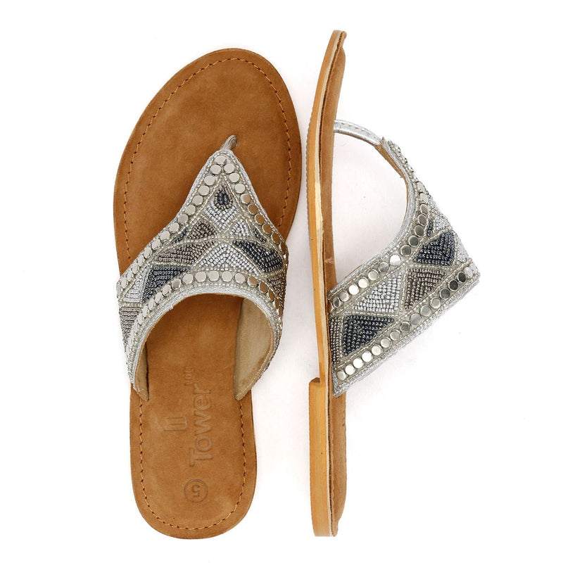 Tower London Toepost Women's Silver Sandals